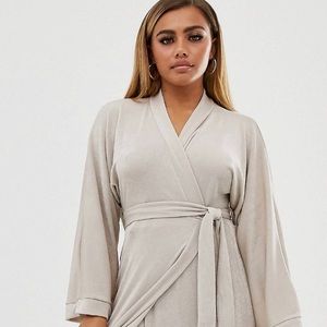 Missguided petite kimono maxi dress in champagne